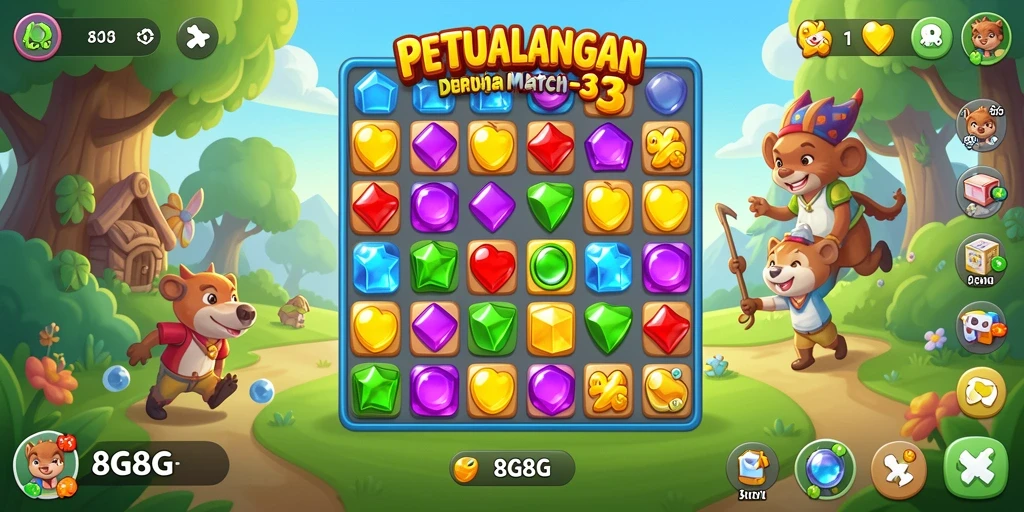 Tampilan gameplay yang menarik dari 8G8G dengan kombinasi permata.