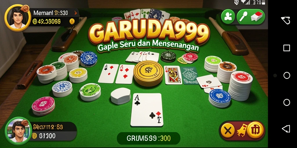Tampilan dinamis dan seru dari gameplay Gaple GARUDA999.