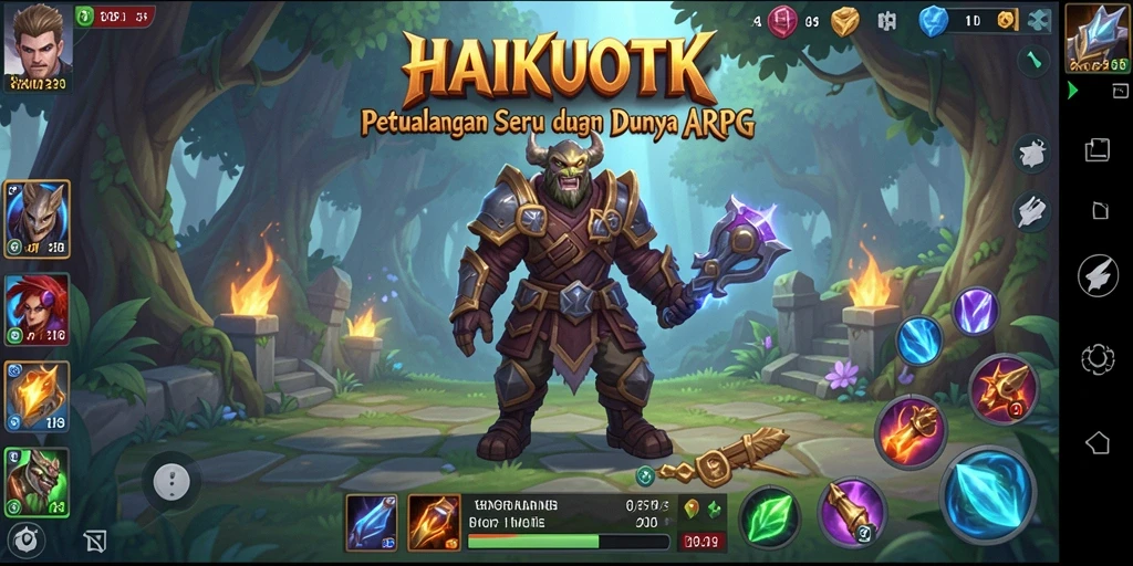 Tangkapan layar gameplay <strong>HAIKUOTK</strong> menunjukkan pertarungan epik dalam dunia ARPG.