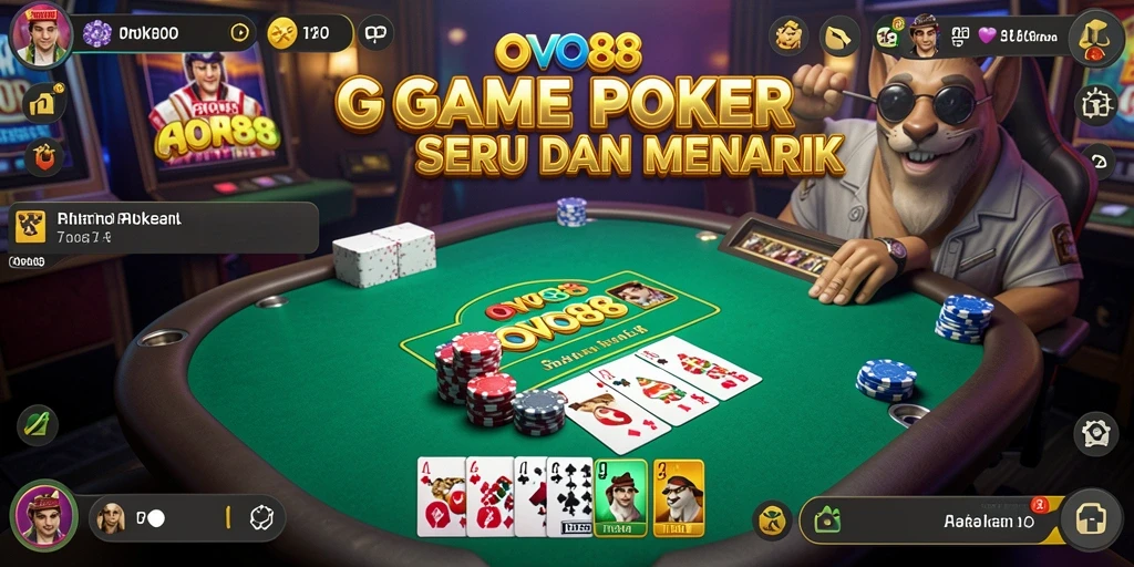 Tampilan seru gameplay OVO88 dengan banyak pemain poker.
