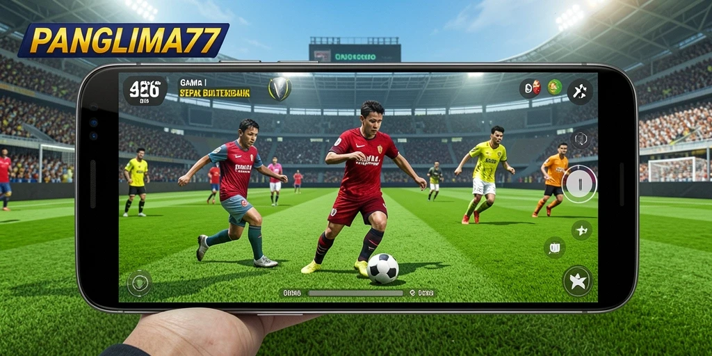Tampilan gameplay seru di PANGLIMA77 dengan aksi sepak bola yang mendebarkan.