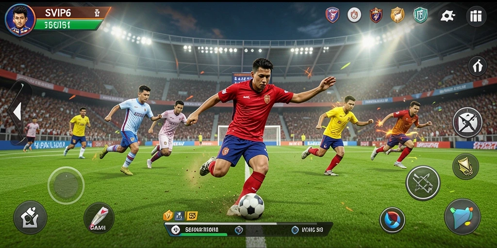 Tampilan gameplay <strong>SVIP6</strong> dengan aksi sepak bola yang mendebarkan.